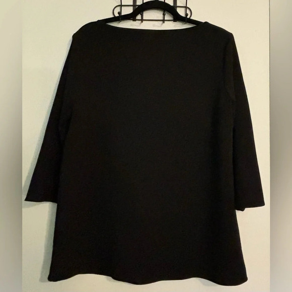 Anne Klein Womens Boxy Fit 3/4 Sleeve Black Top Button Keyhole Accent Sz Small‎ - Picture 3 of 9